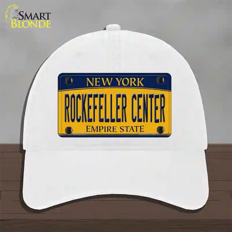 Rockefeller Center New York Novelty License Plate Hat Unconstructed Cotton / White