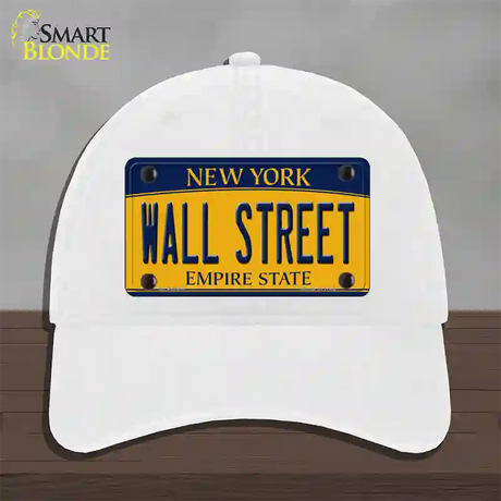 Wall Street New York Novelty License Plate Hat Unconstructed Cotton / White