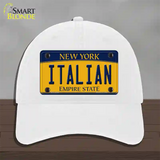 Italian Yellow New York Novelty License Plate Hat Unconstructed Cotton / White