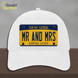 Mr and Mrs New York Novelty License Plate Hat Unconstructed Cotton / White