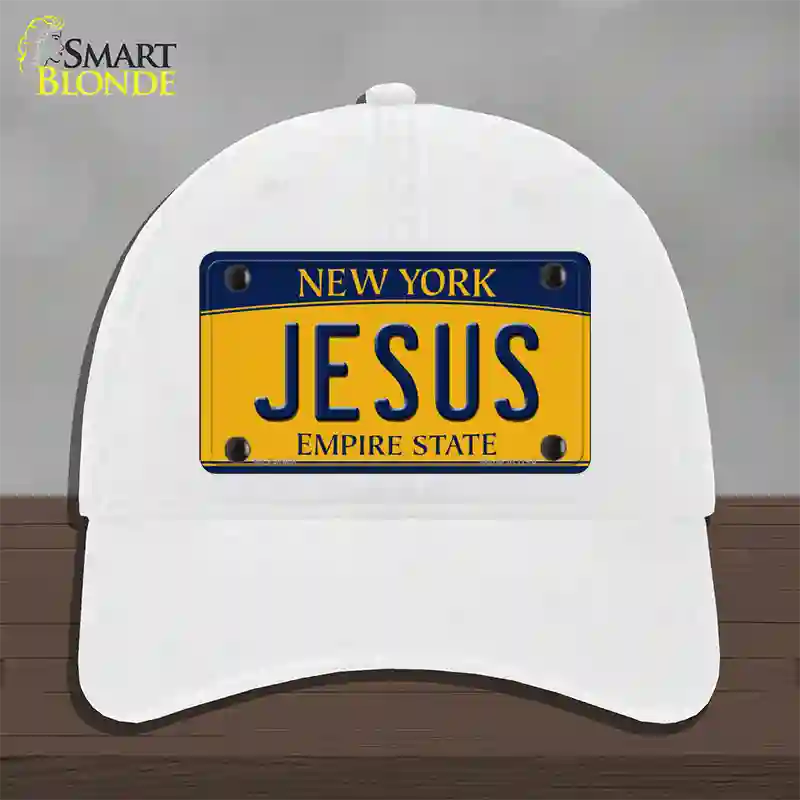 Jesus New York Novelty License Plate Hat Unconstructed Cotton / White