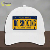 No Smoking New York Novelty License Plate Hat Unconstructed Cotton / White