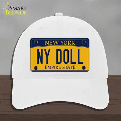 NY Doll New York Novelty License Plate Hat Unconstructed Cotton / White