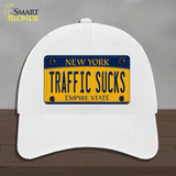 Traffic Sucks New York Novelty License Plate Hat Unconstructed Cotton / White