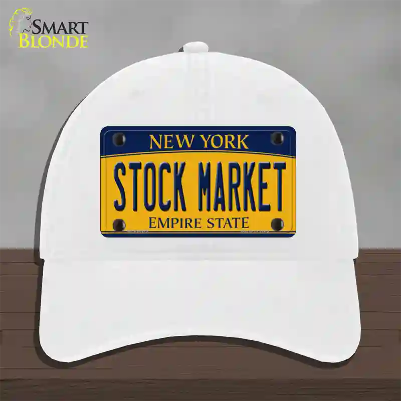 Stock Market Yellow New York Novelty License Plate Hat Unconstructed Cotton / White