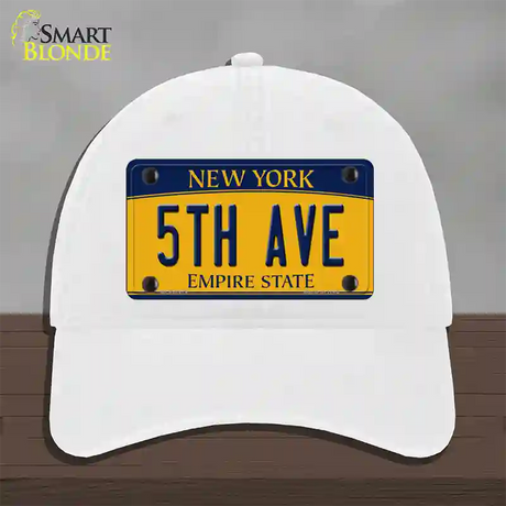 5th Ave New York Novelty License Plate Hat Unconstructed Cotton / White