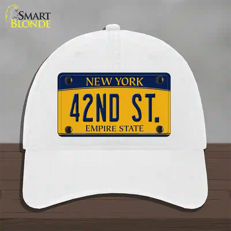 42nd St New York Novelty License Plate Hat Unconstructed Cotton / White