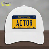 Actor New York Novelty License Plate Hat Unconstructed Cotton / White