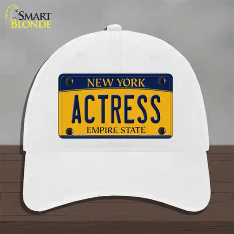 Actress New York Novelty License Plate Hat Unconstructed Cotton / White