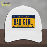 Bad Girl New York Novelty License Plate Hat Unconstructed Cotton / White