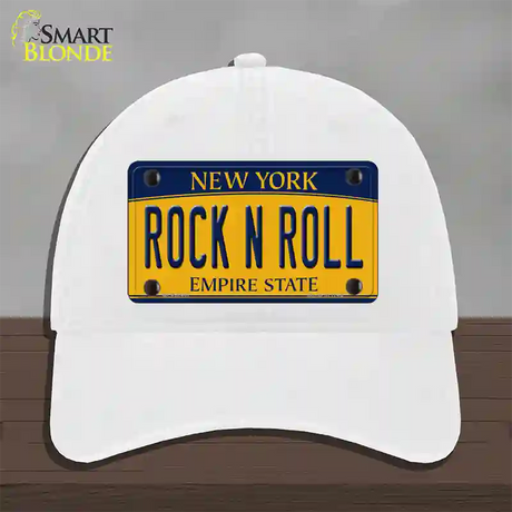 Rock N Roll New York Novelty License Plate Hat Unconstructed Cotton / White