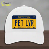 Pet Lvr New York Novelty License Plate Hat Unconstructed Cotton / White