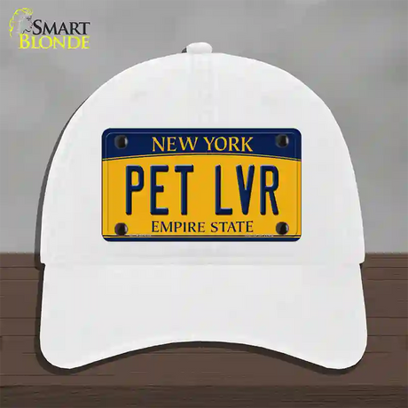 Pet Lvr New York Novelty License Plate Hat Unconstructed Cotton / White