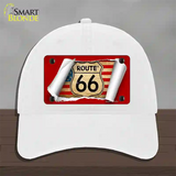 Route 66 Scroll Novelty License Plate Hat Unconstructed Cotton / White