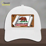 California Flag Scroll Novelty License Plate Hat Unconstructed Cotton / White