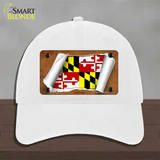 Maryland Flag Scroll Novelty License Plate Hat Unconstructed Cotton / White