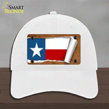 Texas Flag Scroll Novelty License Plate Hat Unconstructed Cotton / White