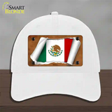 Mexico Flag Scroll Novelty License Plate Hat Unconstructed Cotton / White