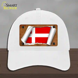 Denmark Flag Scroll Novelty License Plate Hat Unconstructed Cotton / White