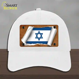 Israel Flag Scroll Novelty License Plate Hat Unconstructed Cotton / White