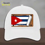 Cuba Flag Scroll Novelty License Plate Hat Unconstructed Cotton / White