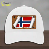 Norway Flag Scroll Novelty License Plate Hat Unconstructed Cotton / White