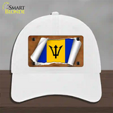 Barbados Flag Scroll Novelty License Plate Hat Unconstructed Cotton / White