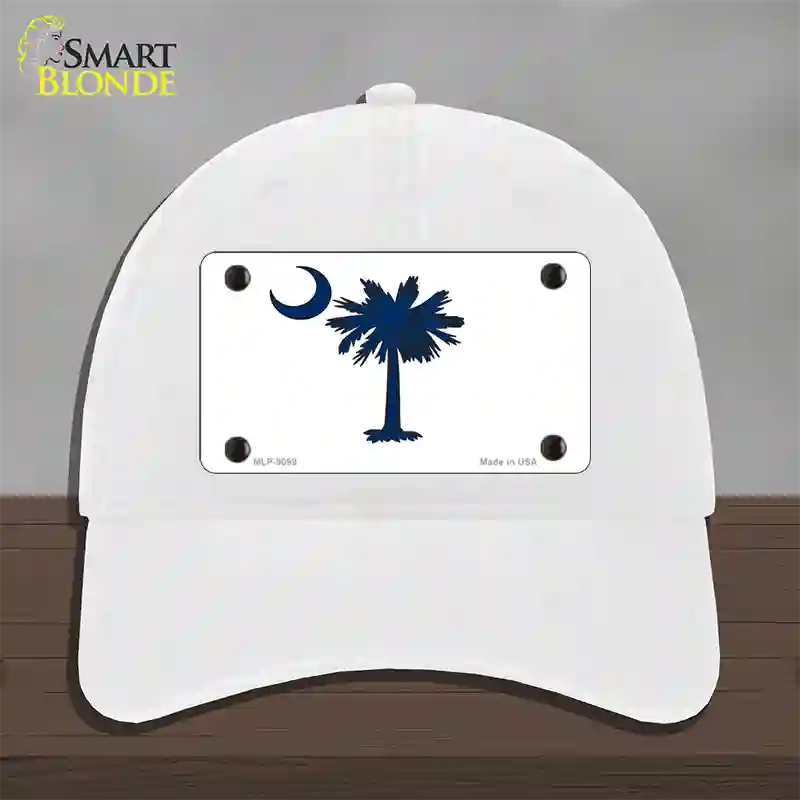 South Carolina White State Flag Novelty License Plate Hat Unconstructed Cotton / White