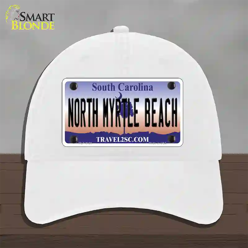 North Myrtle Beach South Carolina Novelty License Plate Hat Unconstructed Cotton / White