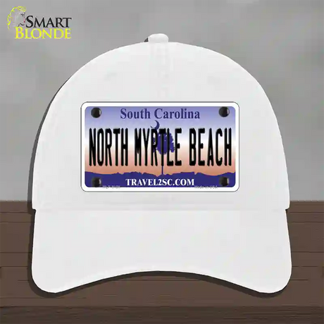 North Myrtle Beach South Carolina Novelty License Plate Hat Unconstructed Cotton / White