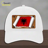 Albania Flag Scroll Novelty License Plate Hat Unconstructed Cotton / White