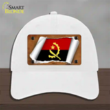 Angola Flag Scroll Novelty License Plate Hat Unconstructed Cotton / White