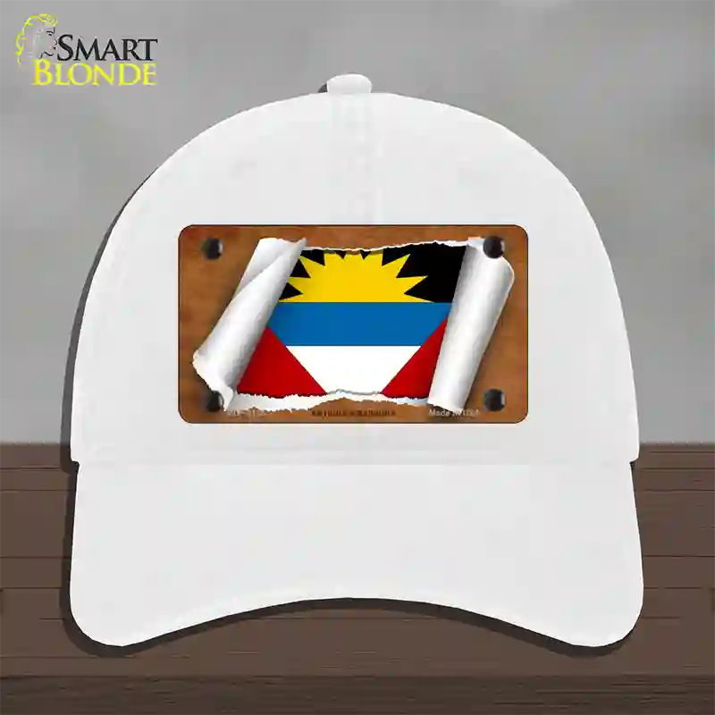 Antigua & Barbuda Flag Scroll Novelty License Plate Hat Unconstructed Cotton / White