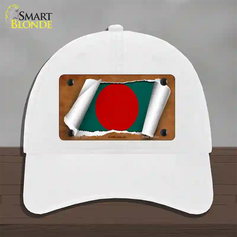 Bangladesh Flag Scroll Novelty License Plate Hat Unconstructed Cotton / White