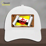 Brunei Flag Scroll Novelty License Plate Hat Unconstructed Cotton / White