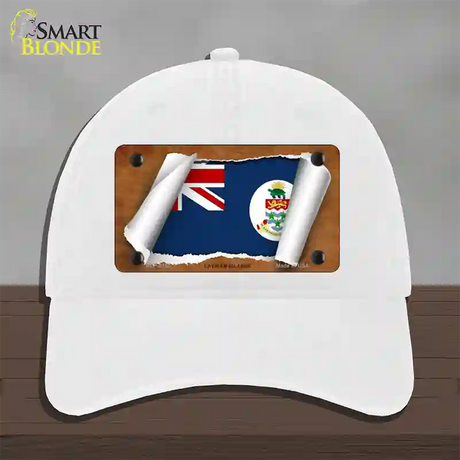 Cayman Islands Flag Scroll Novelty License Plate Hat Unconstructed Cotton / White