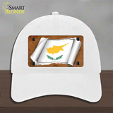 Cyprus Flag Scroll Novelty License Plate Hat Unconstructed Cotton / White