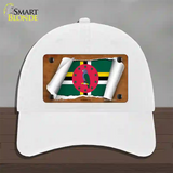 Dominica Flag Scroll Novelty License Plate Hat Unconstructed Cotton / White