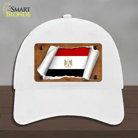 Egypt Flag Scroll Novelty License Plate Hat Unconstructed Cotton / White