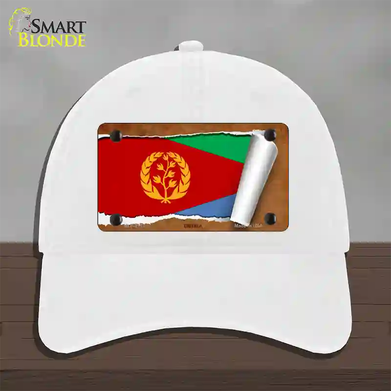 Eritrea Flag Scroll Novelty License Plate Hat Unconstructed Cotton / White