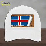 Iceland Flag Scroll Novelty License Plate Hat Unconstructed Cotton / White