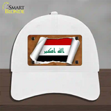 Iraq Flag Scroll Novelty License Plate Hat Unconstructed Cotton / White