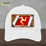 Isle of Man Flag Scroll Novelty License Plate Hat Unconstructed Cotton / White