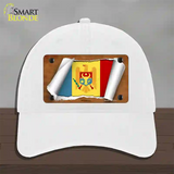 Moldova Flag Scroll Novelty License Plate Hat Unconstructed Cotton / White