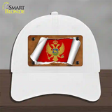 Montenegro Flag Scroll Novelty License Plate Hat Unconstructed Cotton / White