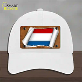 Netherlands Flag Scroll Novelty License Plate Hat Unconstructed Cotton / White