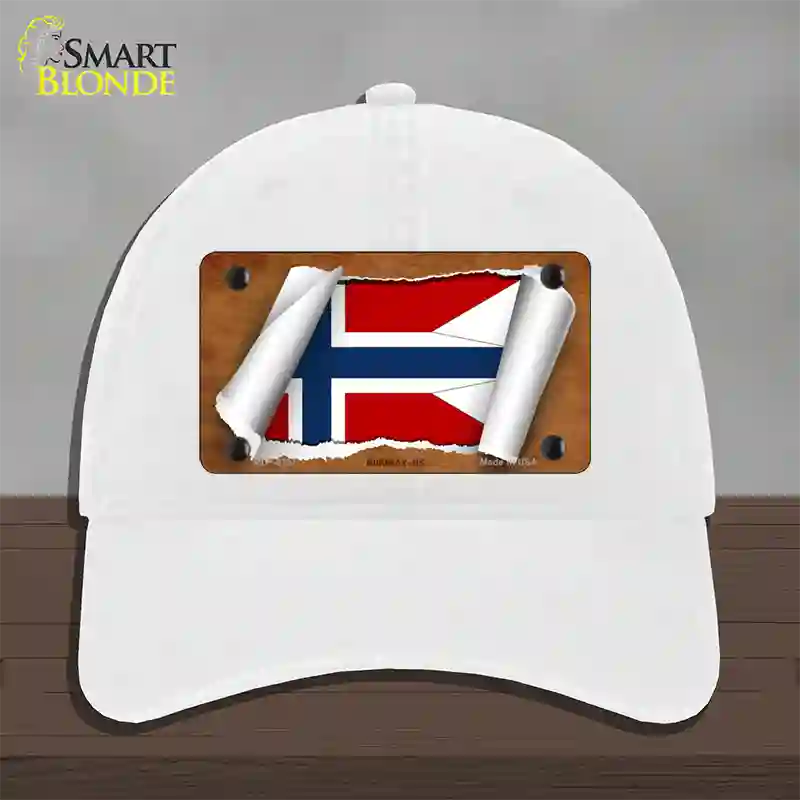 Norway-NS Flag Scroll Novelty License Plate Hat Unconstructed Cotton / White