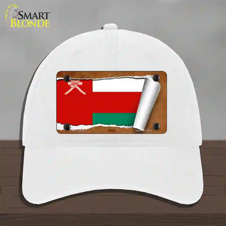 Oman Flag Scroll Novelty License Plate Hat Unconstructed Cotton / White