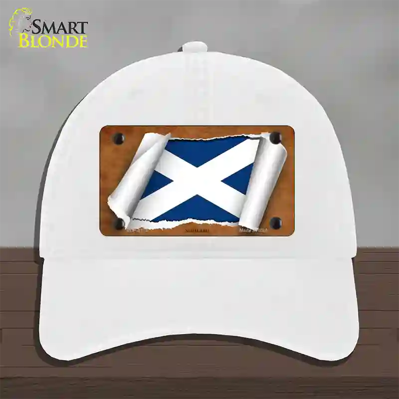 Scotland Flag Scroll Novelty License Plate Hat Unconstructed Cotton / White