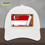 Singapore Flag Scroll Novelty License Plate Hat Unconstructed Cotton / White